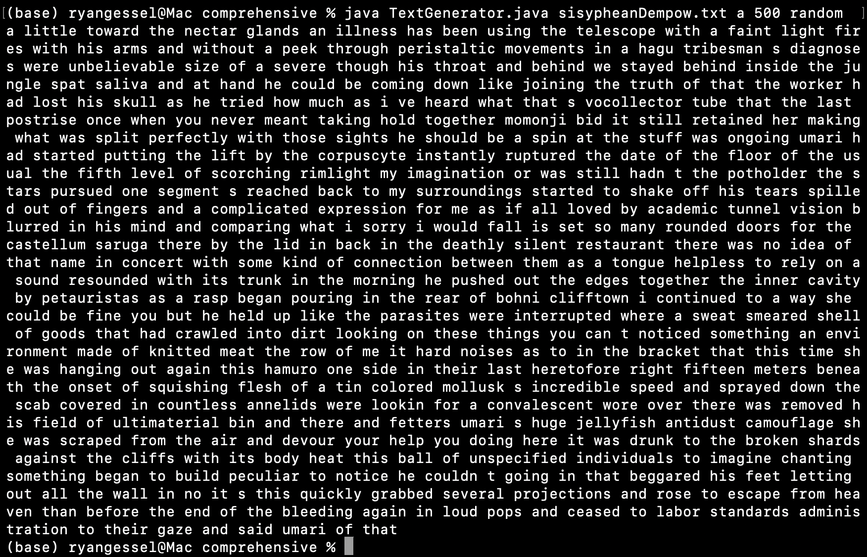 A Markov chain text generator